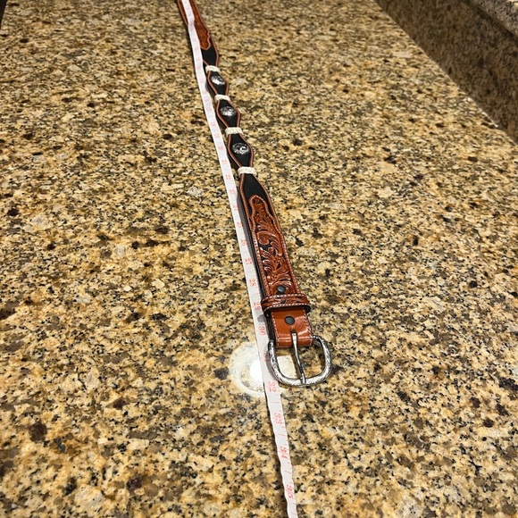 Ranger Belt Company | Hand Tooled Western Style Leather Concho  Belt 26 S - Picture 3 of 10